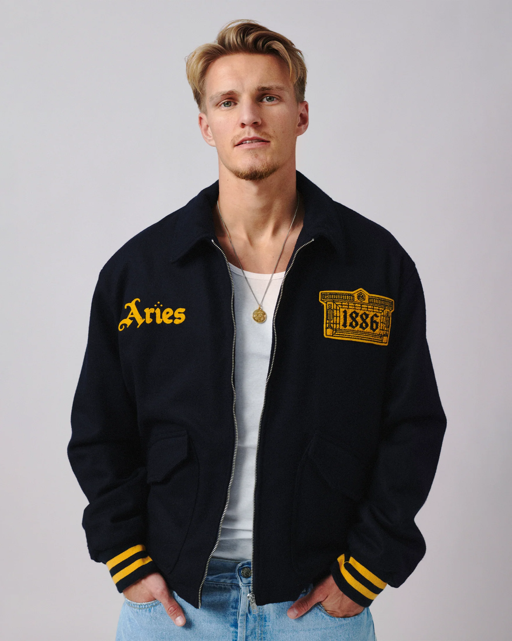 Arsenal X Aries Wool Bomber Jacket - Image 2