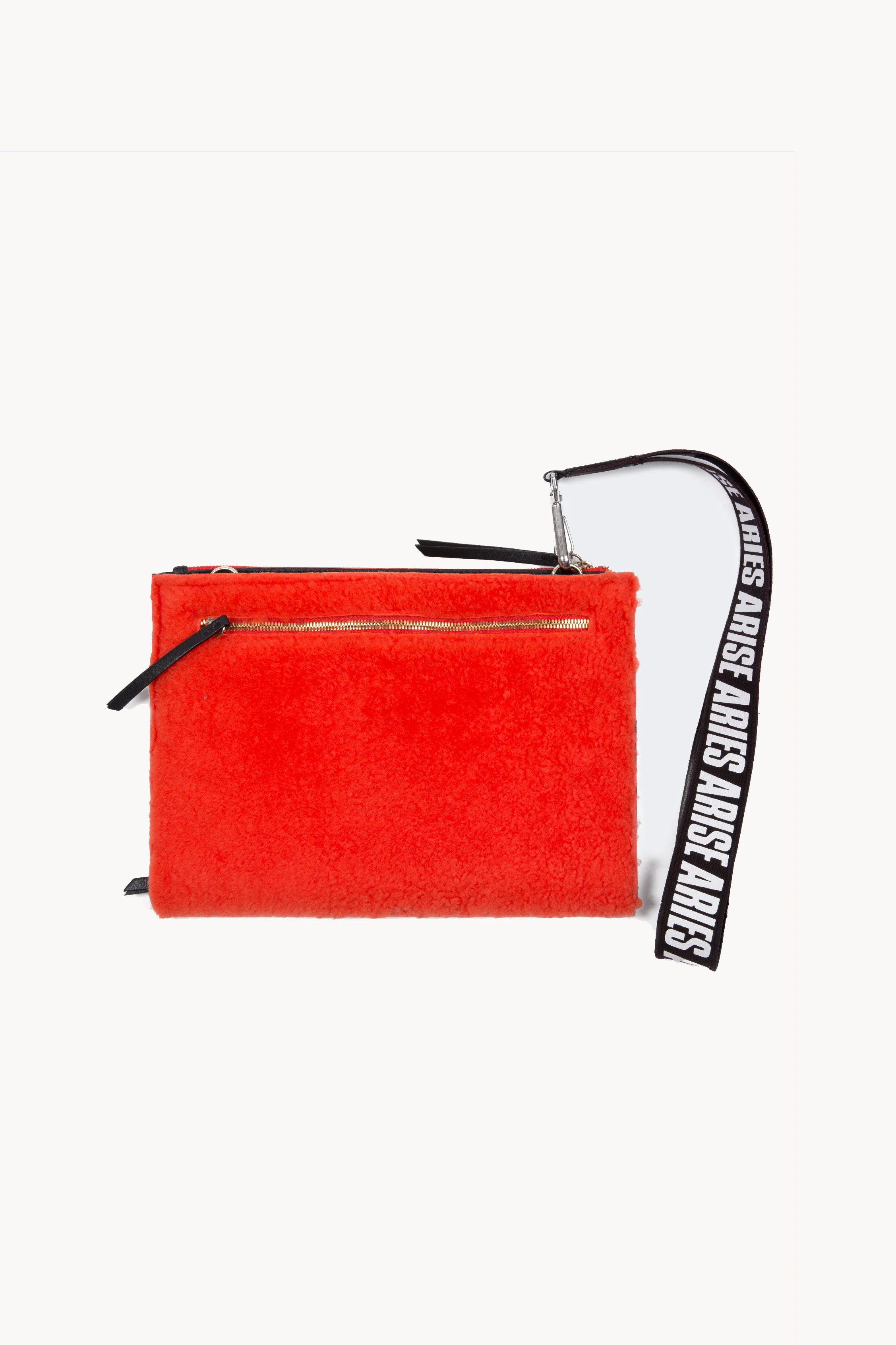 Sheepskin Oversized Pouch With Logo Strap - Image 2