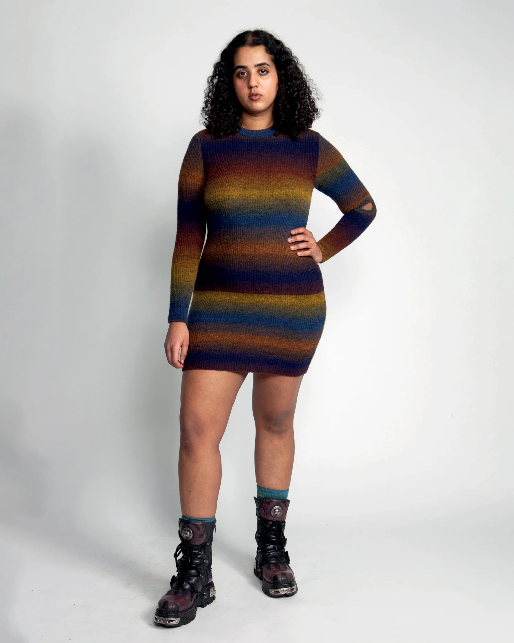 Boucle Space Dye Holey Knit Dress - Image 2