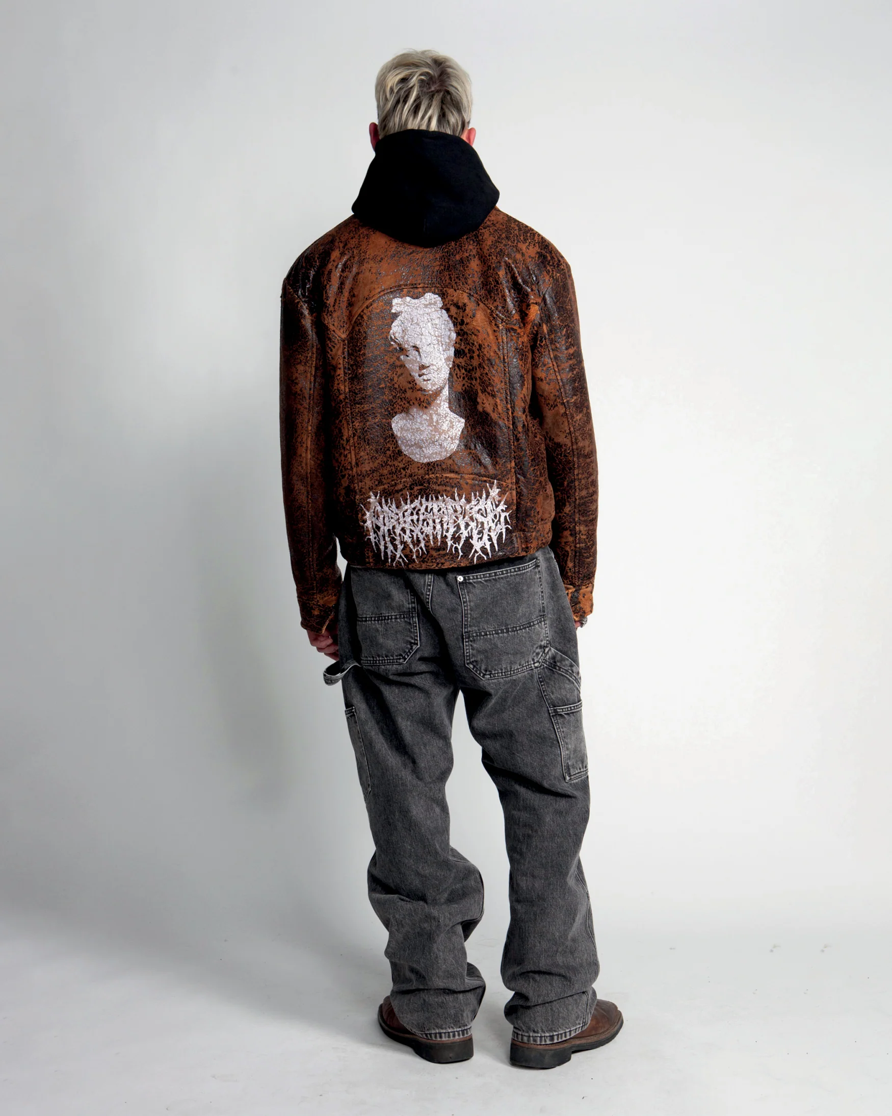 Distressed Leather Jacket - Image 3