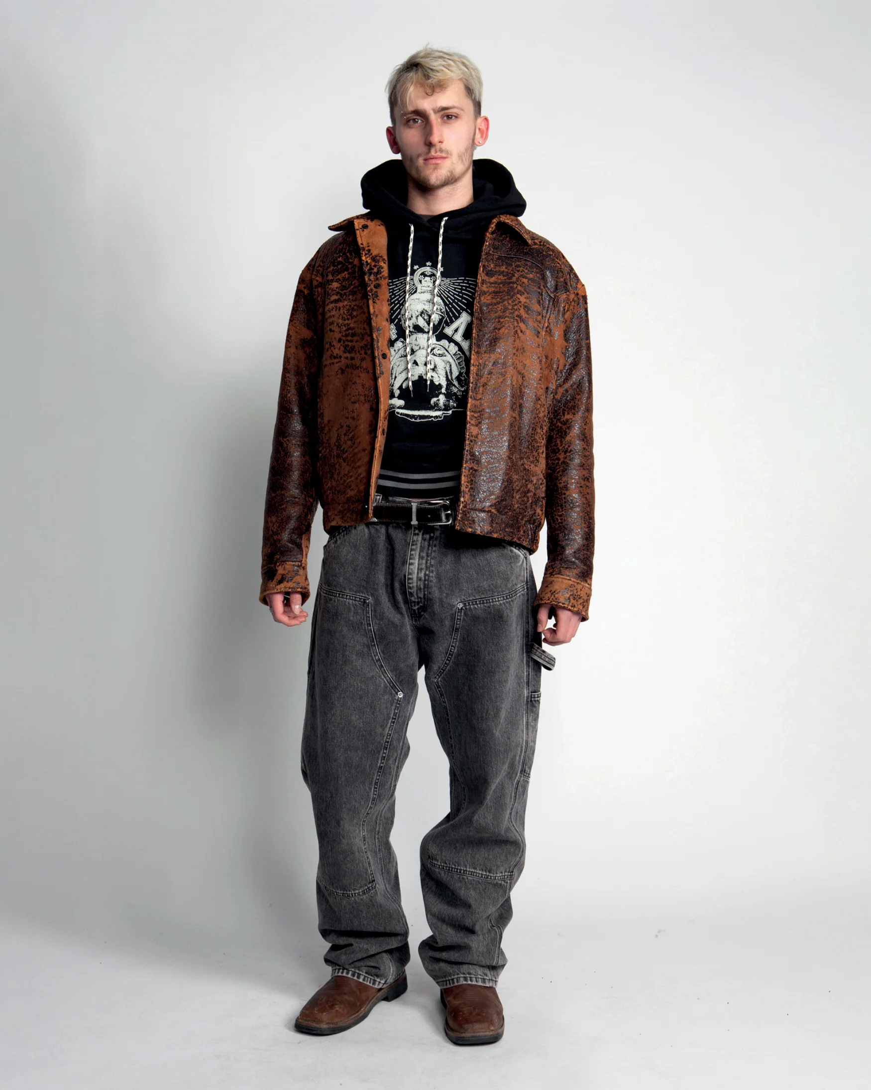 Distressed Leather Jacket - Image 6