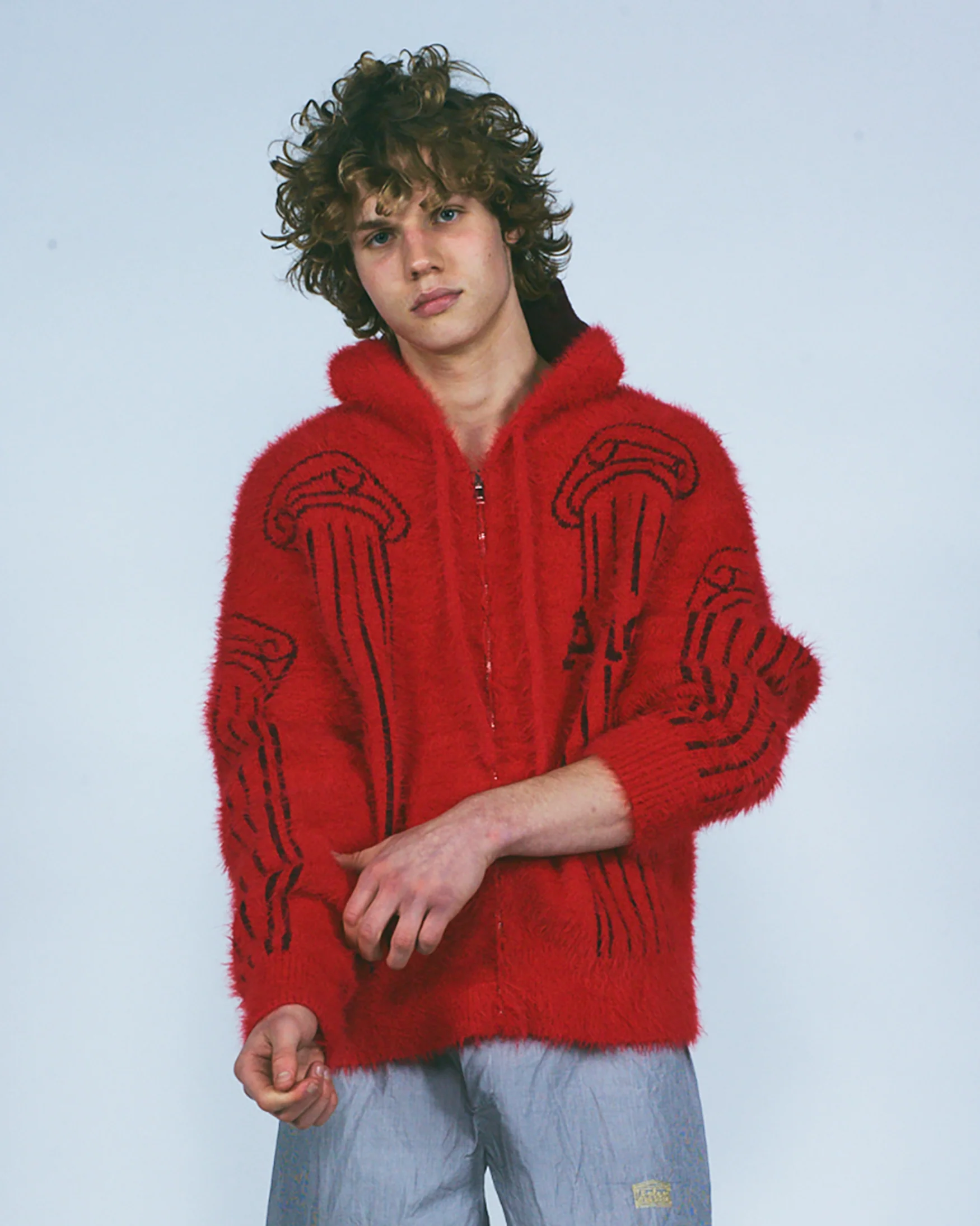 Fluffy Column Chenille Reversible Zip Thru Hoodie - Image 12