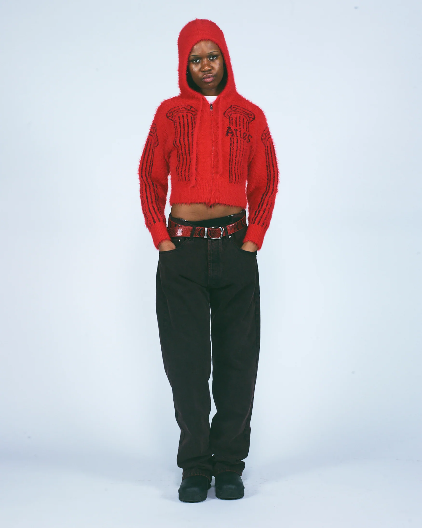 Fluffy Column Chenille Reversible Zip Thru Hoodie - Image 16