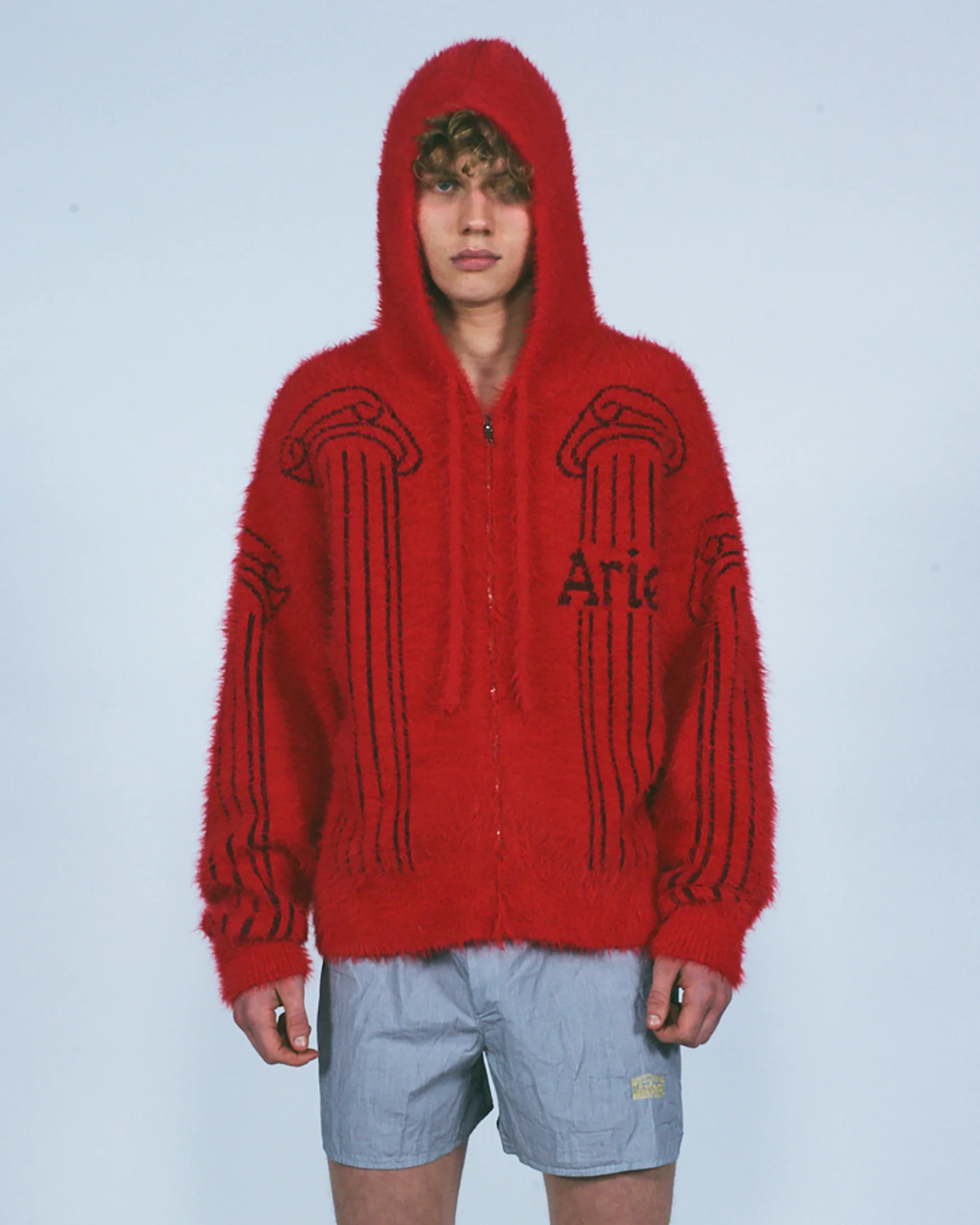 Fluffy Column Chenille Reversible Zip Thru Hoodie - Image 2
