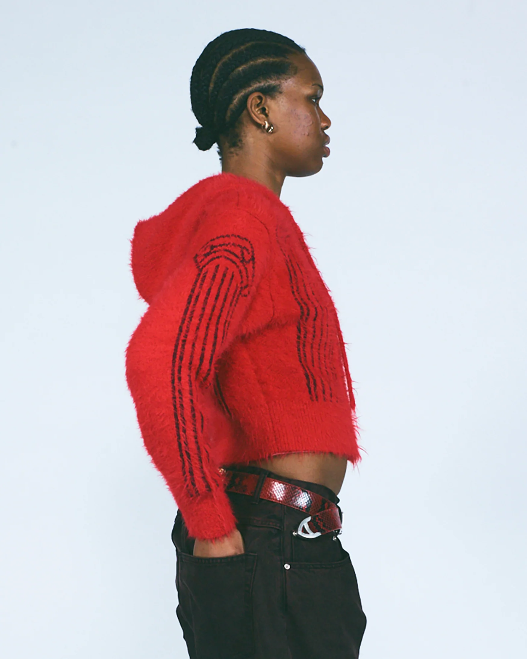 Fluffy Column Chenille Reversible Zip Thru Hoodie - Image 3