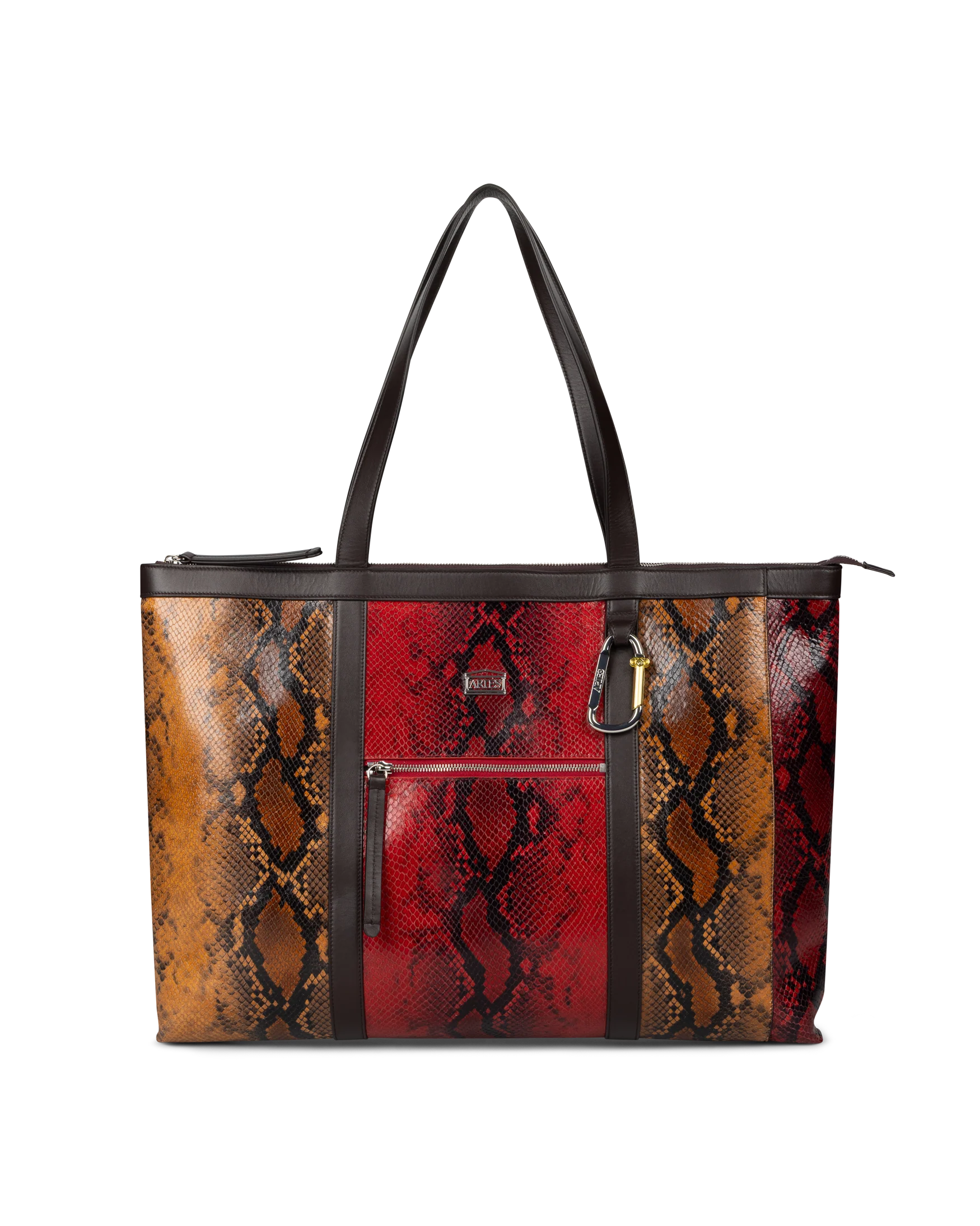 Patchwork Snake Print Leather Niner Shopper Bag