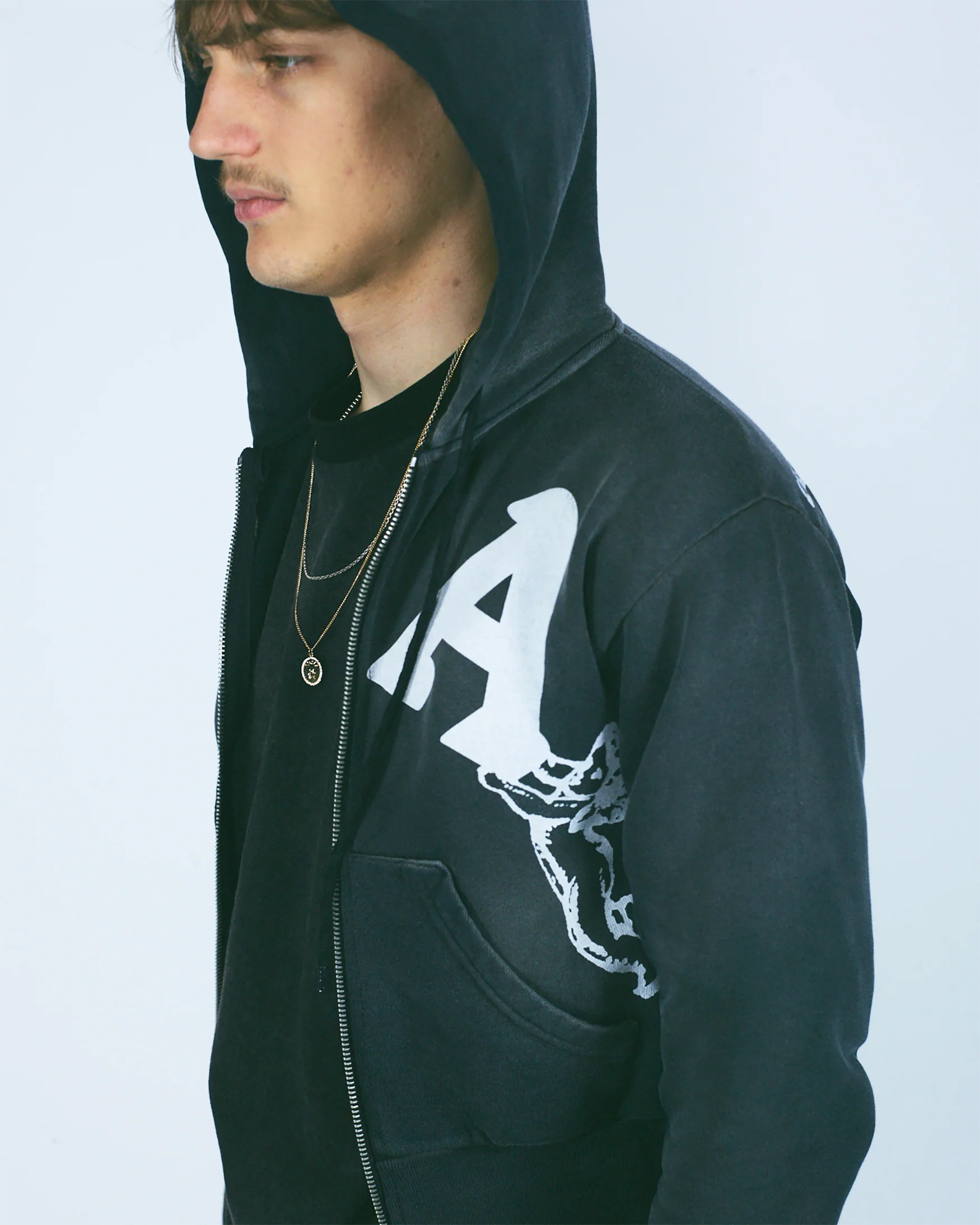Premium Aged Cherub Column Zip Hoodie - Image 3