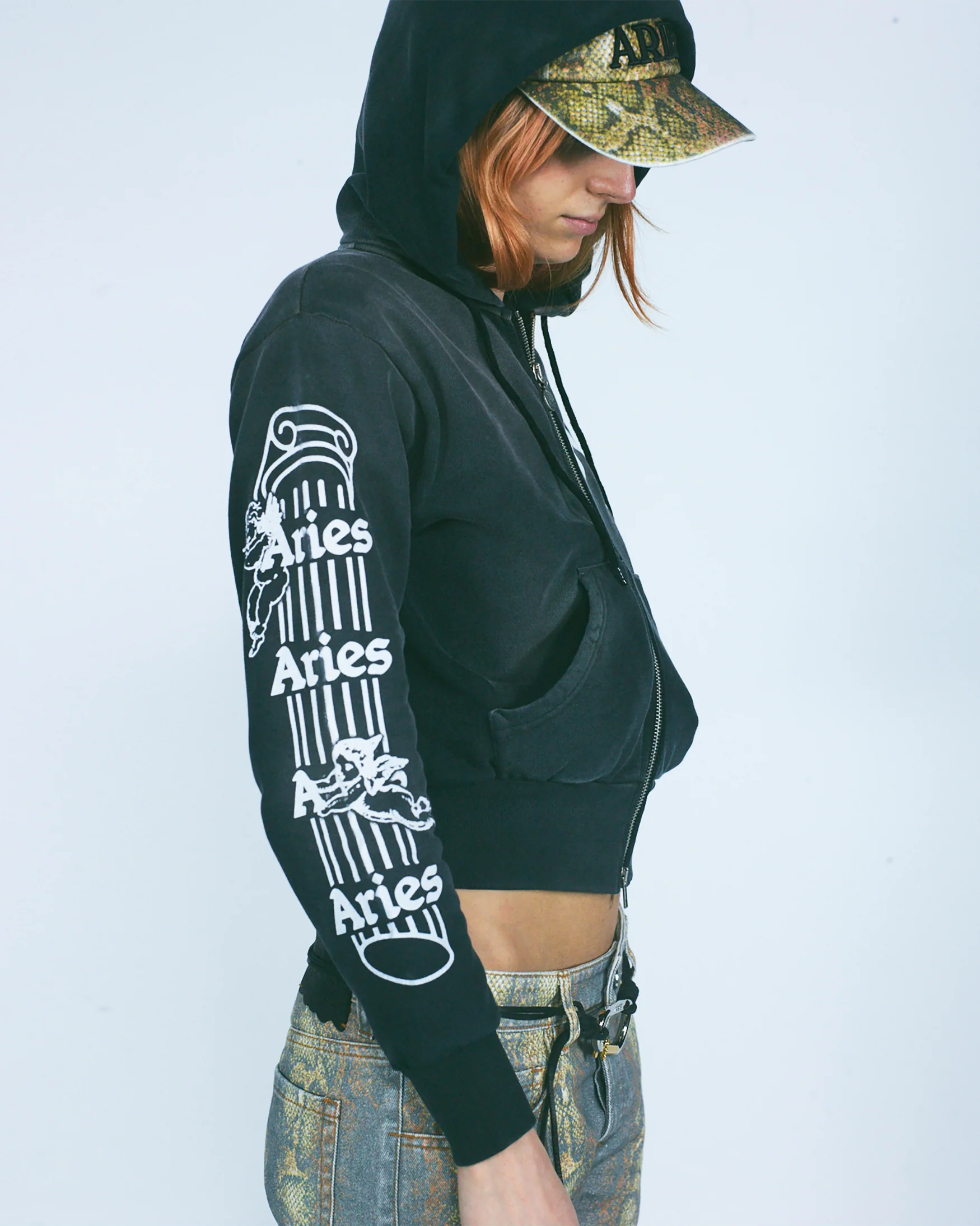 Premium Aged Cherub Column Zip Hoodie - Image 7