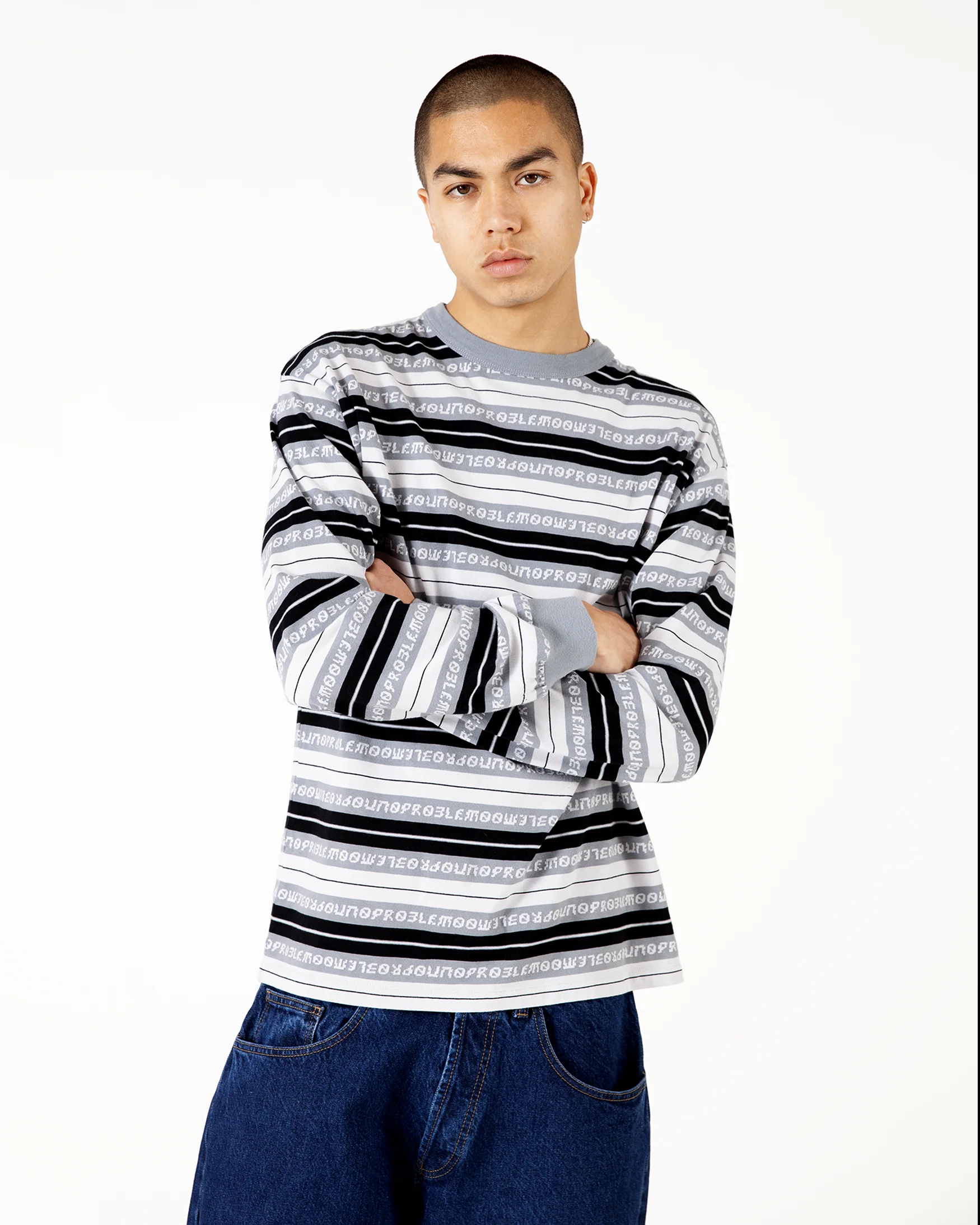 Jacquard Stripe LS Tee - Image 2