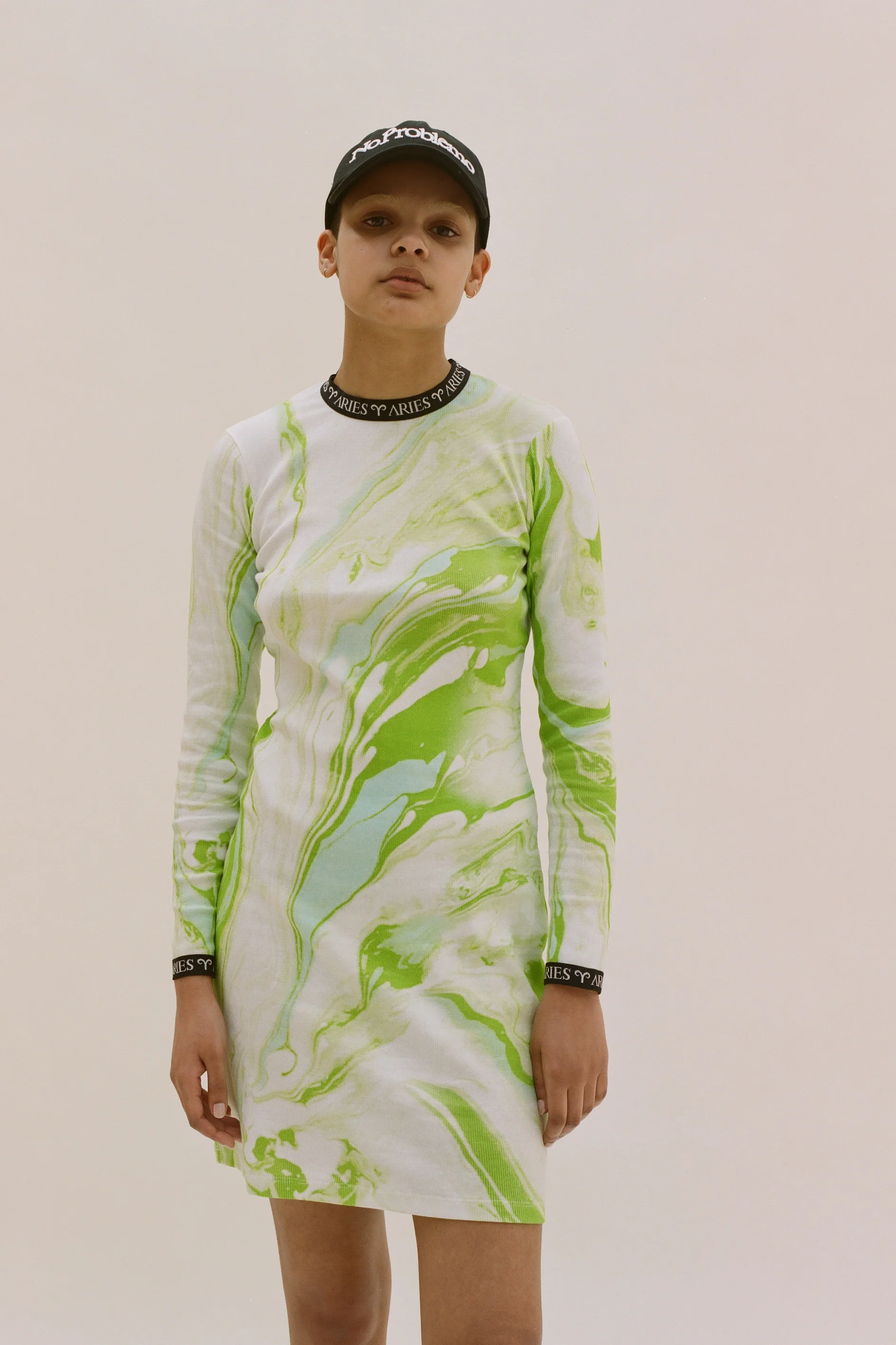 Marble Print Long Sleeve Dress - Image 2