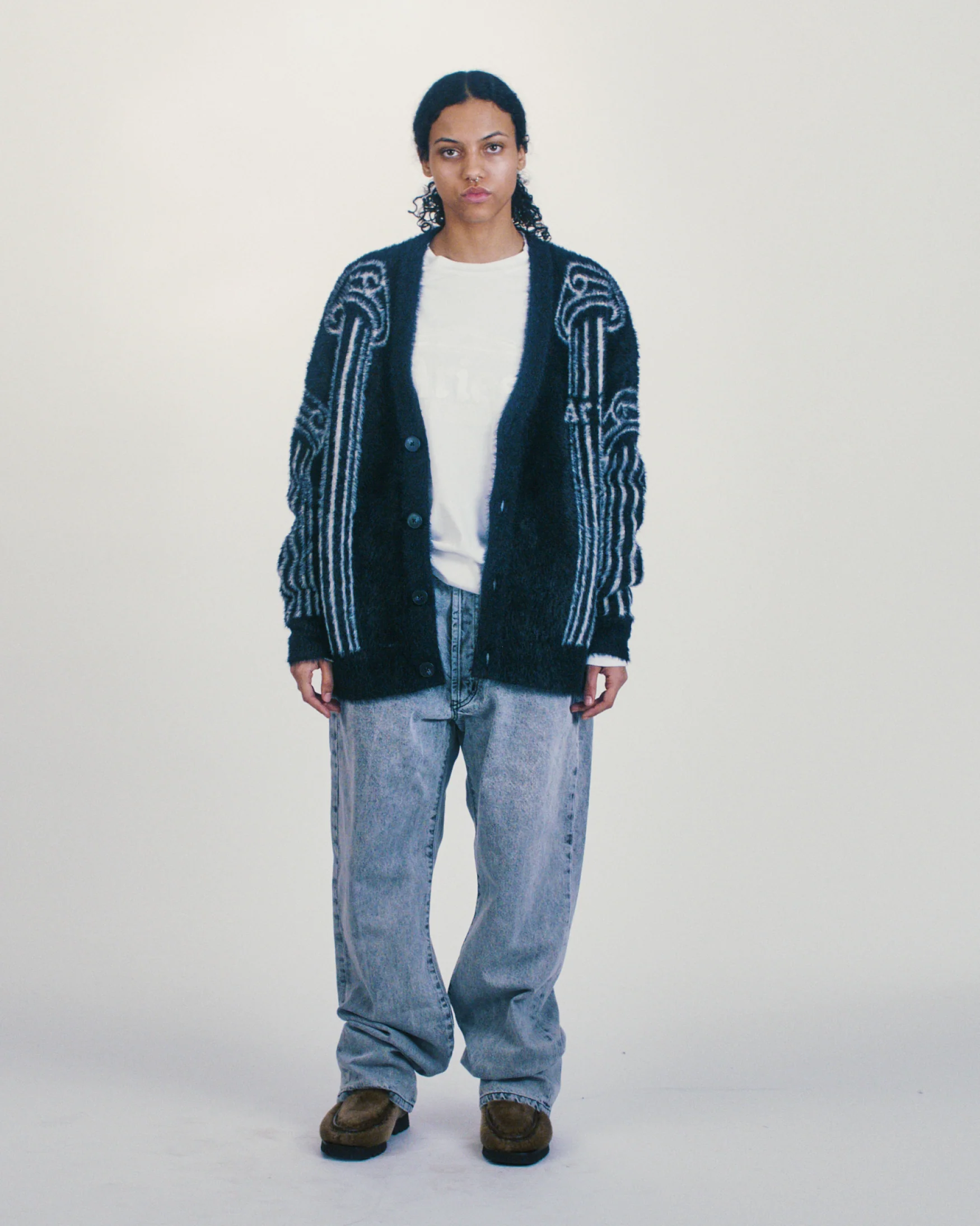 Oversized Chenille Column Knit Cardigan - Image 3