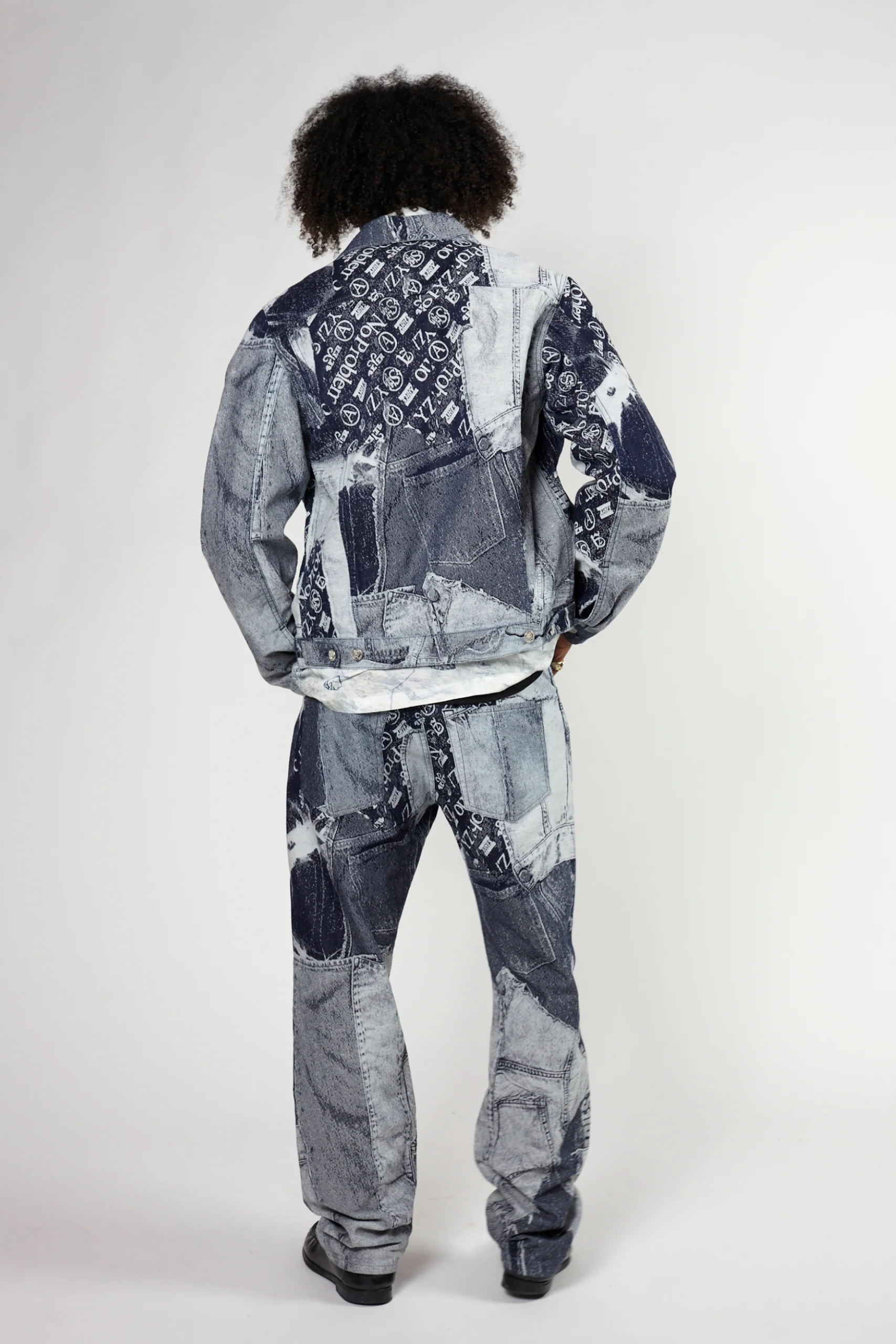 Patchwork Jacquard Trucker Jacket - Image 10