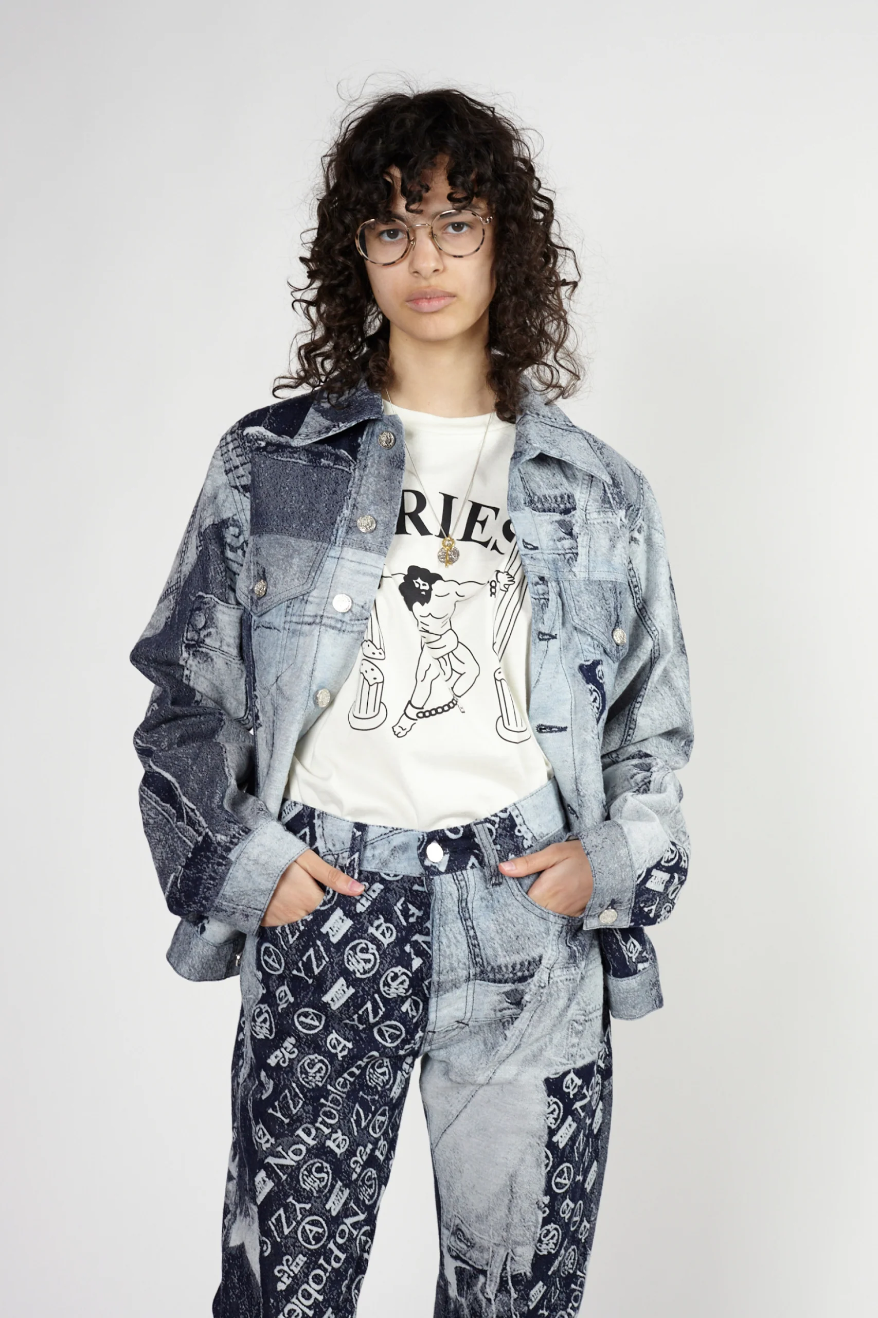 Patchwork Jacquard Trucker Jacket - Image 4