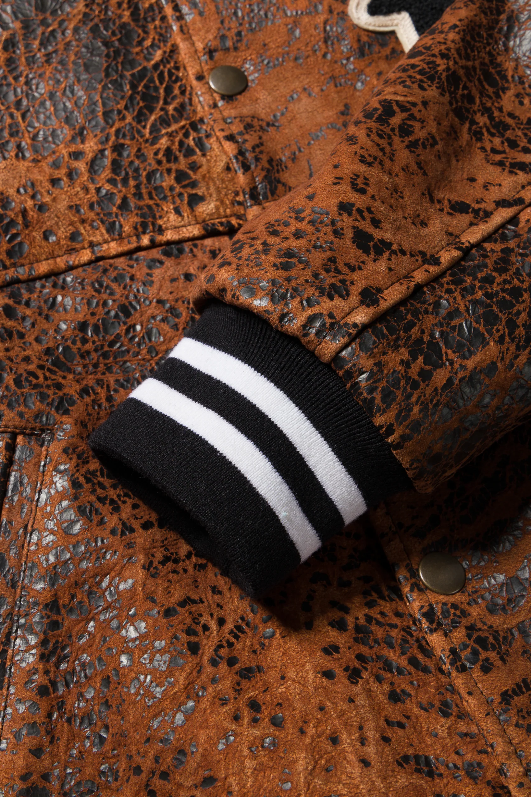 Distressed Leather Letterman Jacket - Image 6