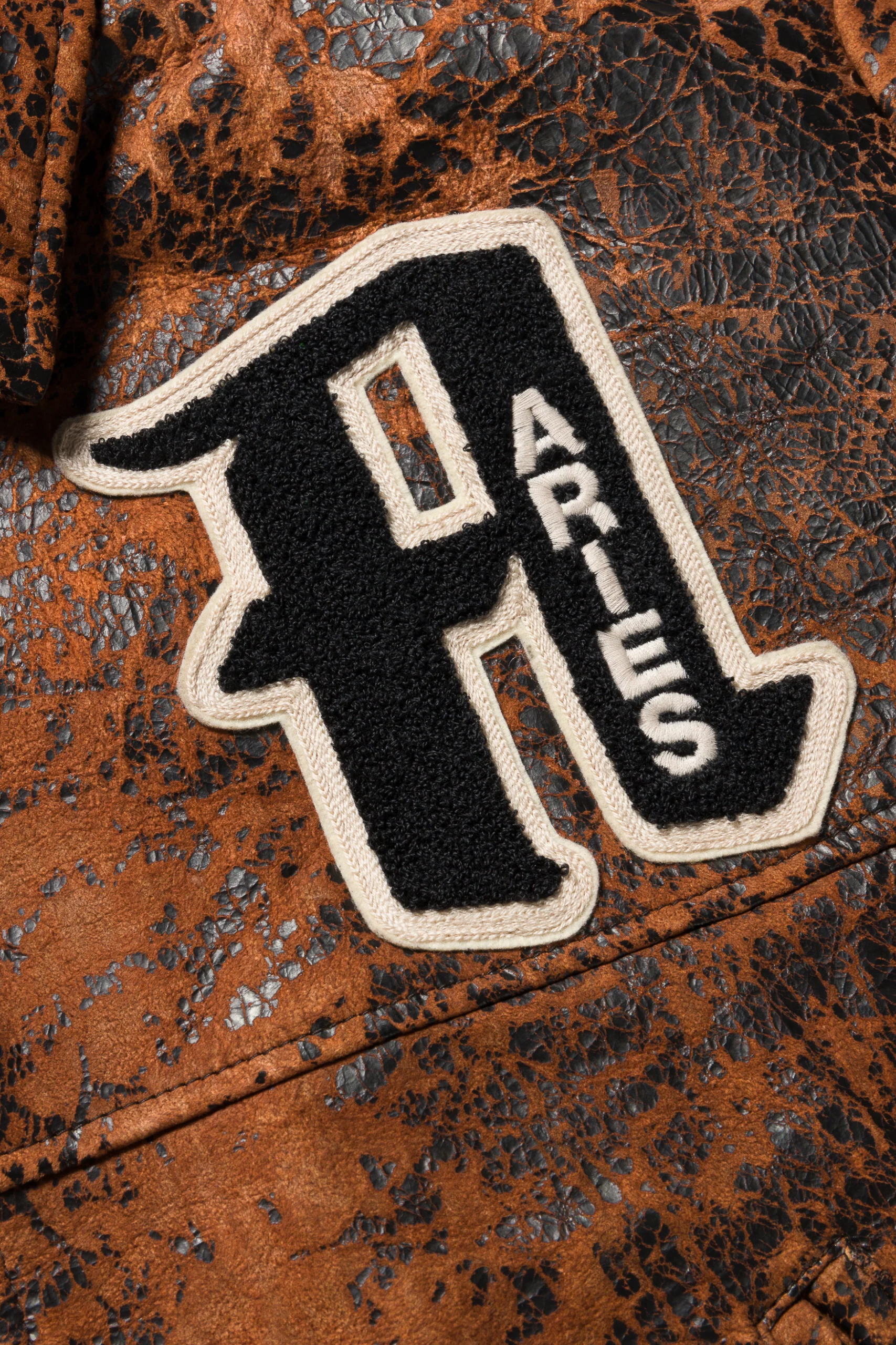 Distressed Leather Letterman Jacket - Image 8