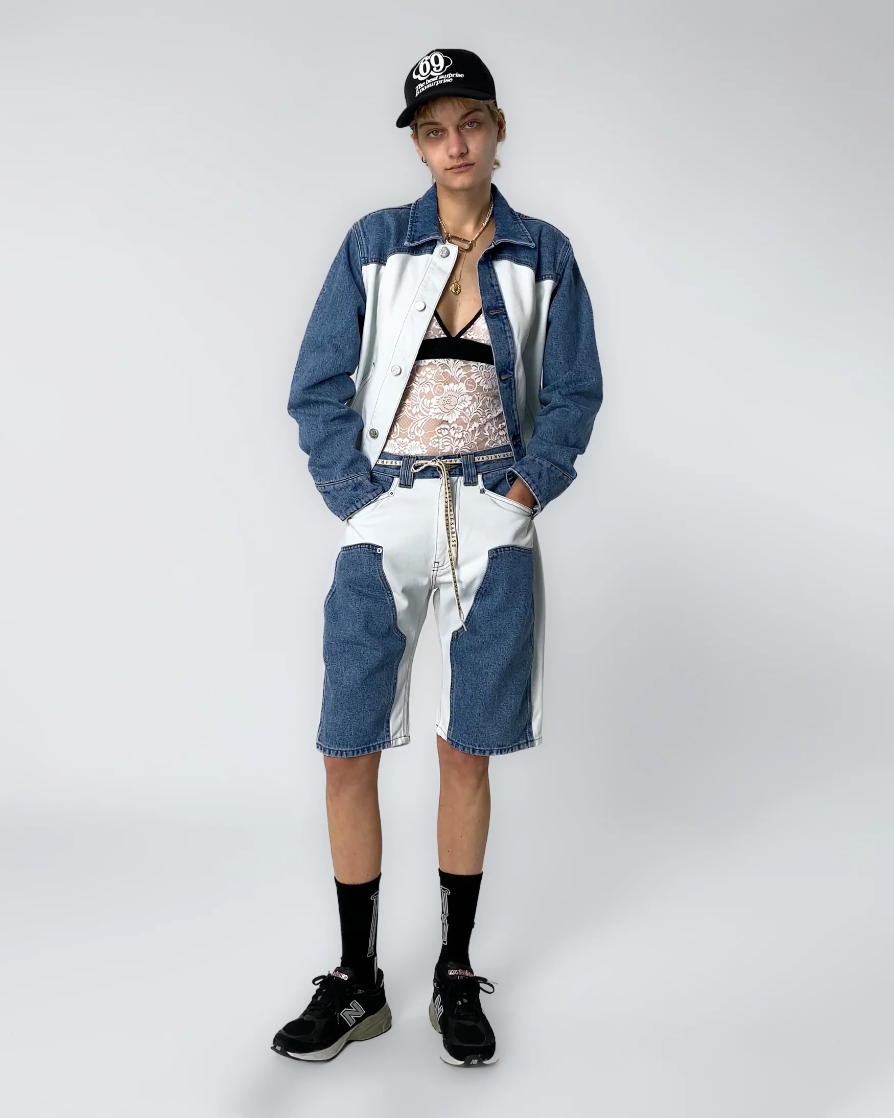 Patchwork Western Carpenter Shorts - Image 3