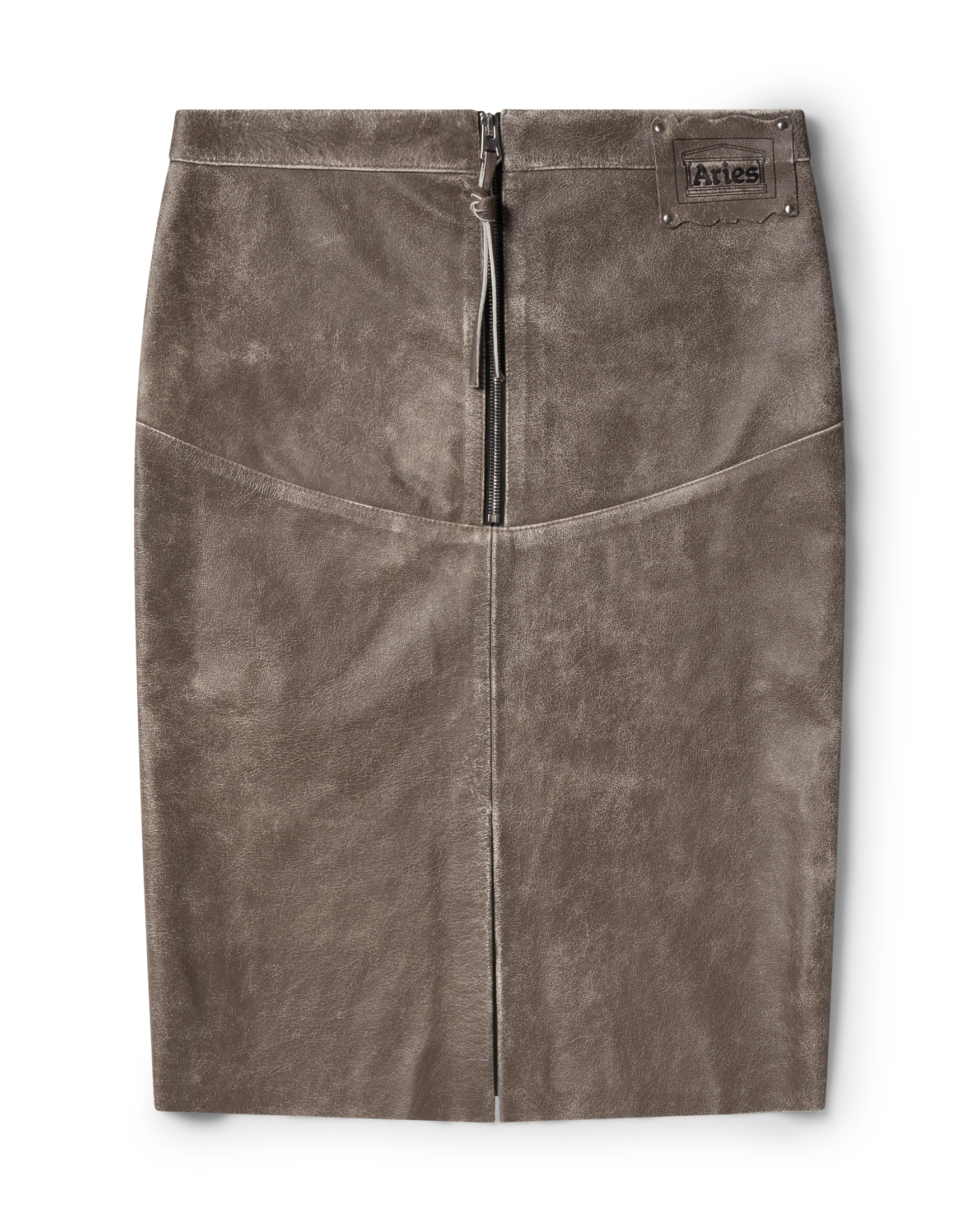 Distressed Leather Pencil Skirt - Image 3